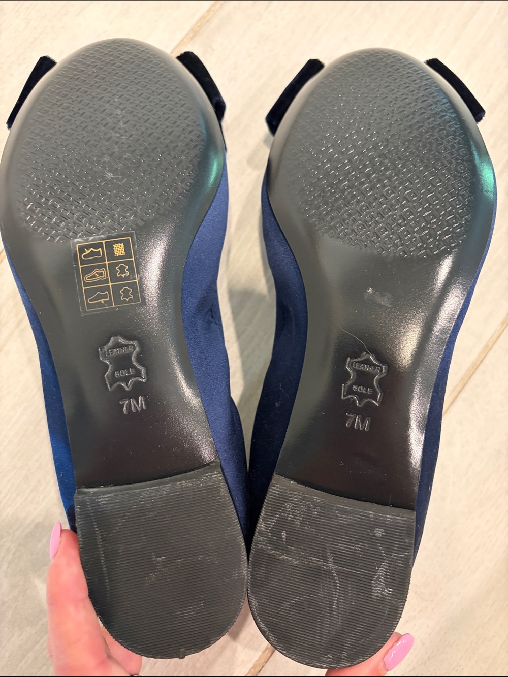 Tory Burch Navy Velvet Bow Ballet Flats - Picture 6 of 8